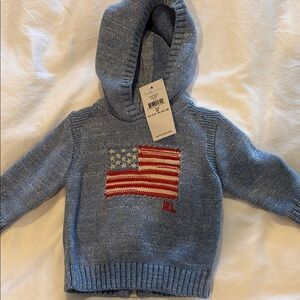 Ralph Lauren Blue and Red Hoodie with Flag Design